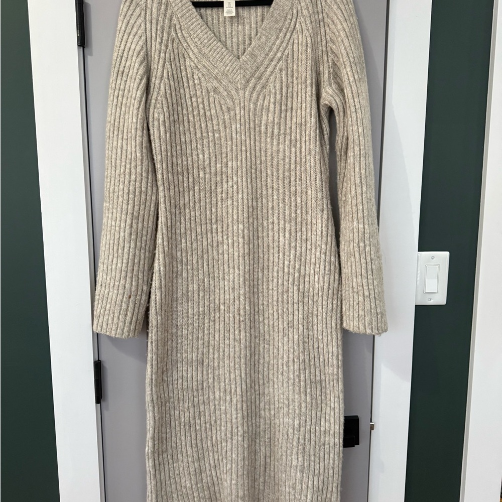 H&M Cream Long Sleeve Knit Dress